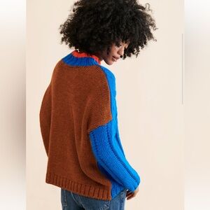 Anthropologie Mr Bloom Blue and Brown Women's Sweater